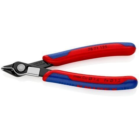 Бокорезы прецизионные Electronic Super Knips® кромка без фаски, L-125 мм, твёрдость кромок 64 HRC, ч...KNIPEX 7871125