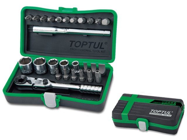 Набор головок и бит 1/4" 6-13мм, 27пр., 6 гранные,  Toptul GADW2701