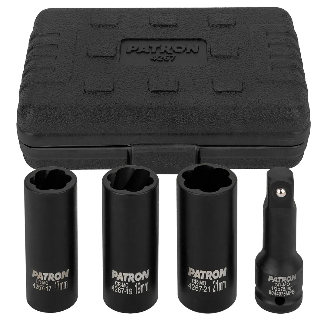 Головки ударные двухсторонние, набор 4пр., 1/2" (6гр.) PATRON ...Patron P-4267