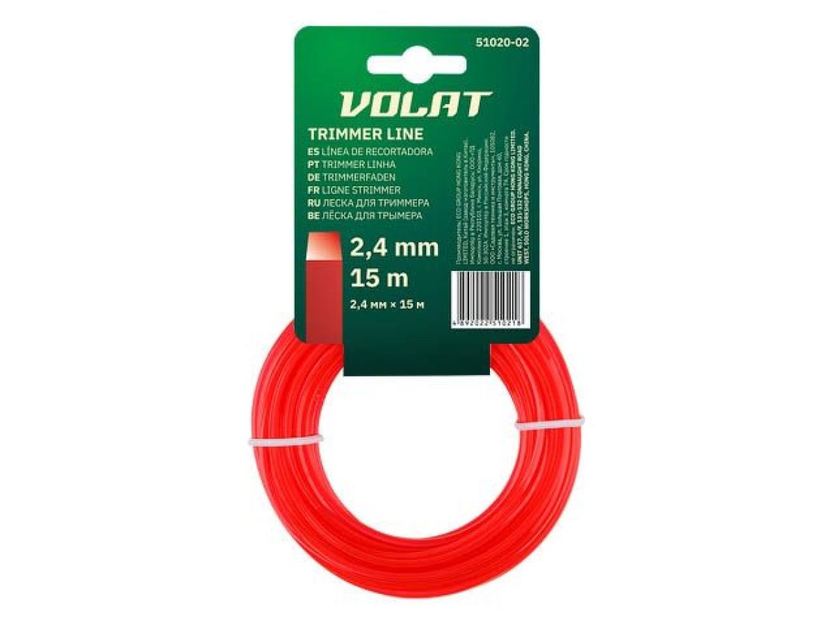 Леска ф 2.4 mm х 15 м квадратное сечение ВОЛАТ 51020-02