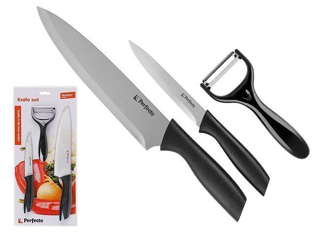 Набор ножей 3 шт. (нож кух. 31.5 см, нож кух.22.5 см, нож для овощей 14.5 см), Handy  ...PERFECTO LINEA 21-162301