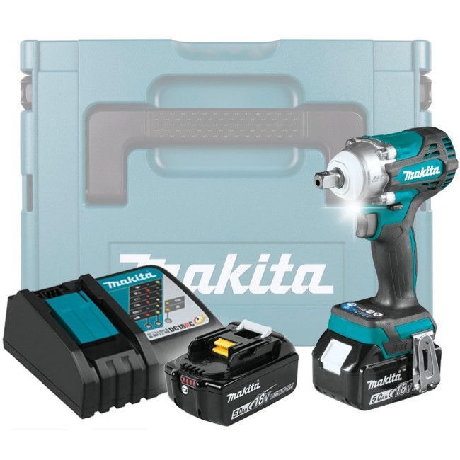 Аккумуляторный ударный гайковерт 18В, 2АКБ 5.0А/ч, 1/2", 330 Нм, MAKITA DTW300RTJ