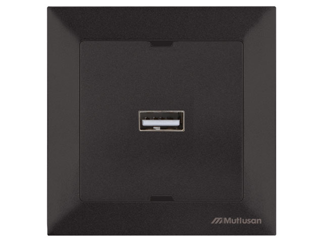 Розетка 1-ая USB (скрытая) черная, DARIA  MUTLUSAN 2120 448 0184