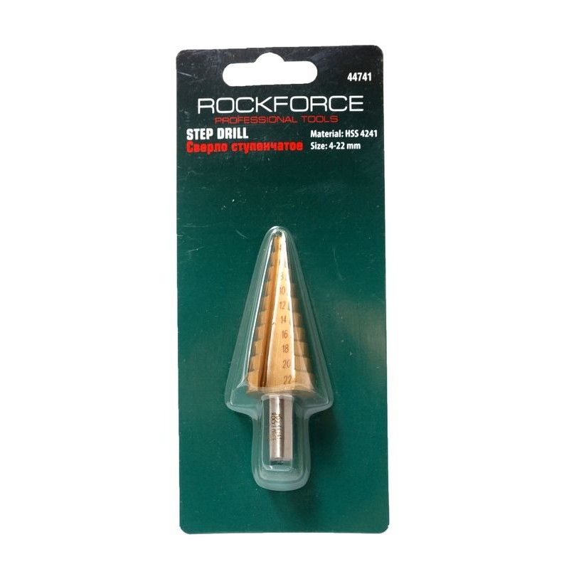 Сверло ступенчатое HSS 4241(4-22мм), в блистере Rock FORCE RF-44741