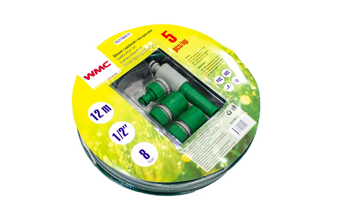 Шланг садовый ПВХ 1/2"х12м в комплекте с насадками  WMC TOOLS TG7106012