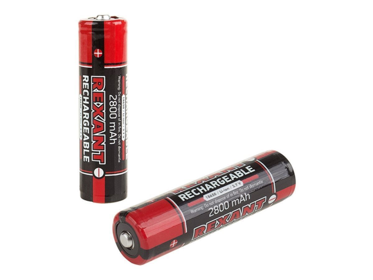 Аккумулятор Li-ion 18650 с защитой, 2800 mAH, 3.7В, 1шт REXANT 30-2030-05