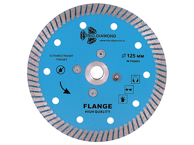 Алмазный диск 125mm М14 по керамике Turbo hot press Гранит (с фланцем под УШМ)  ...TRIO-DIAMOND FHQ452