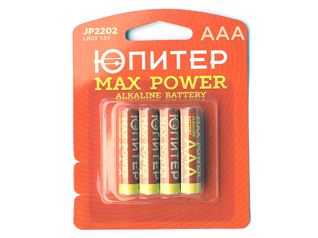 Батарейка AAA LR03 1.5V alkaline 4шт  ЮПИТЕР JP2202
