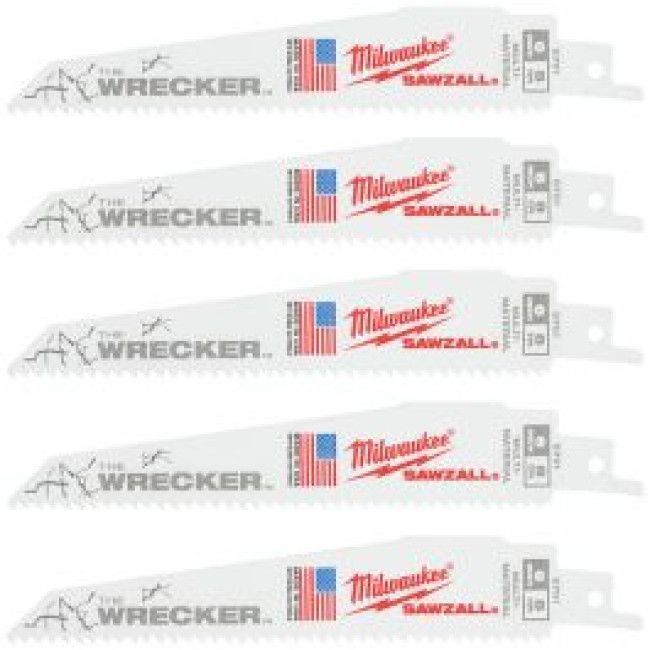 Полотно к сабельной пиле SAWZALL Wrecker (5 шт / 150 мм / BIM / демонтаж) MILWAUKEE 48475701