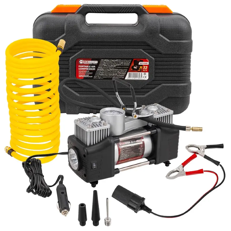 Компрессор автомобильный 12V, производительность 65л/мин FORCEKRAFT FK-2014360