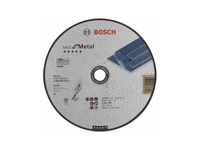 Круг отрезной 230x1.9x22.2 mm для металла Best (прямой, Rapido)  BOSCH 2608603522