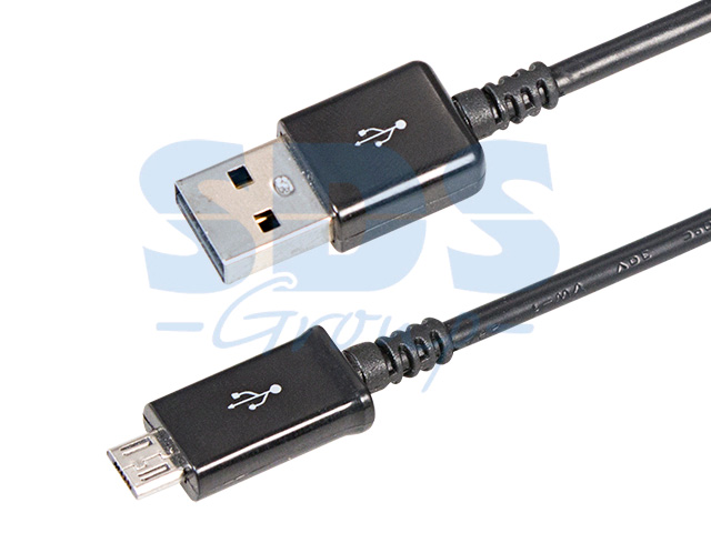 USB кабель microUSB 1 м длинный штекер черный  REXANT 18-4268-20