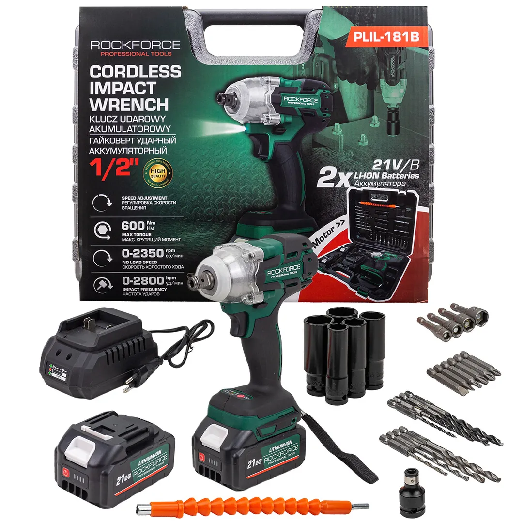 Гайковерт ударный аккумуляторный 1/2'' RockFORCE RF-PLIL-181B