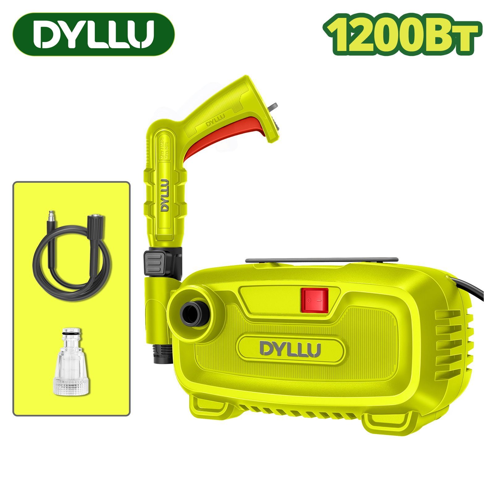 Мойка высокого давления,200Вт,220-240V, 90 Бар, 5,0 л/мин,шланг 5м,  DYLLU DTHP1A11