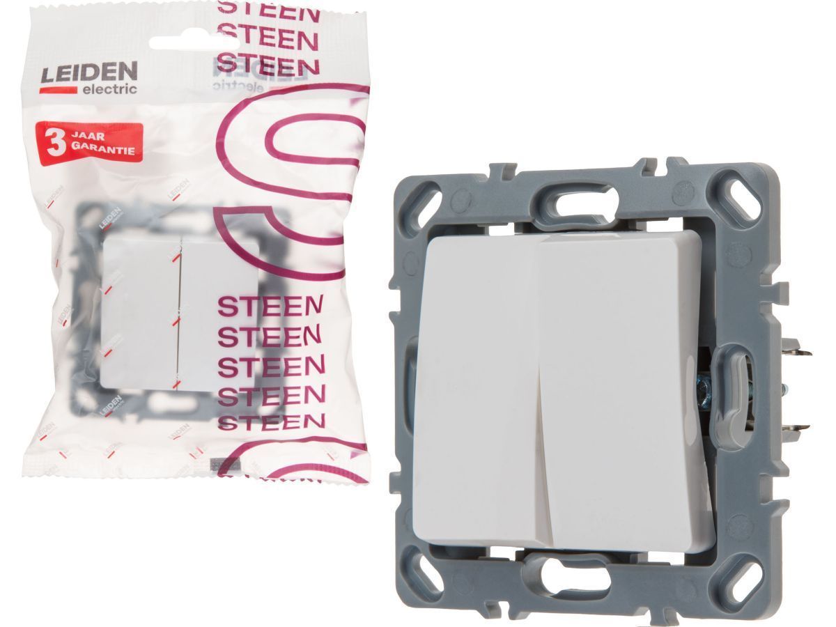 Выключатель проходной 2 клав. (скрытый, механизм, 10А) белый, Steen LEIDEN ELECTRIC 806043
