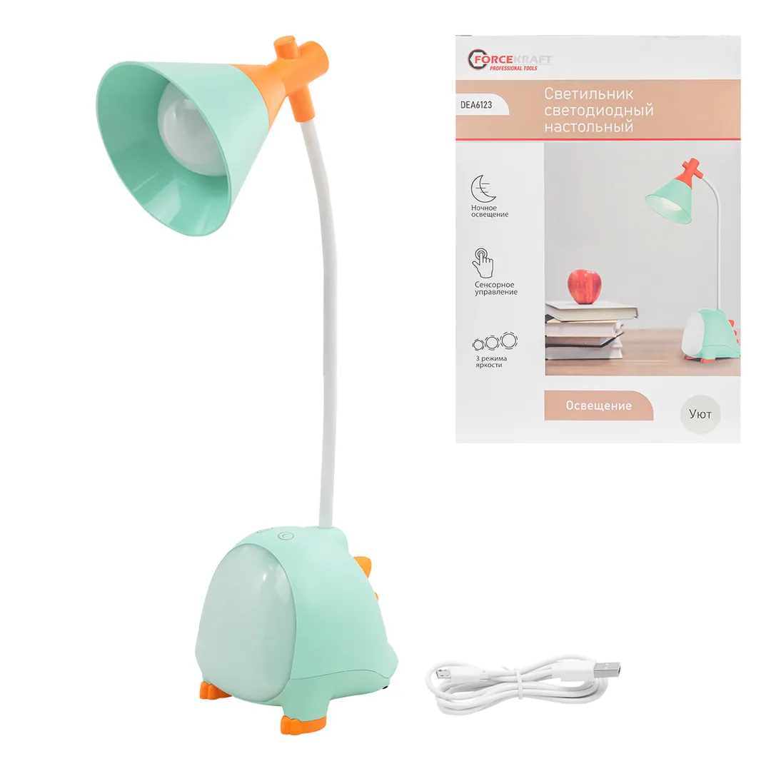 Светильник светодиодный настольный 1200mah (зеленый)  FORCEKRAFT FK-DEA6123