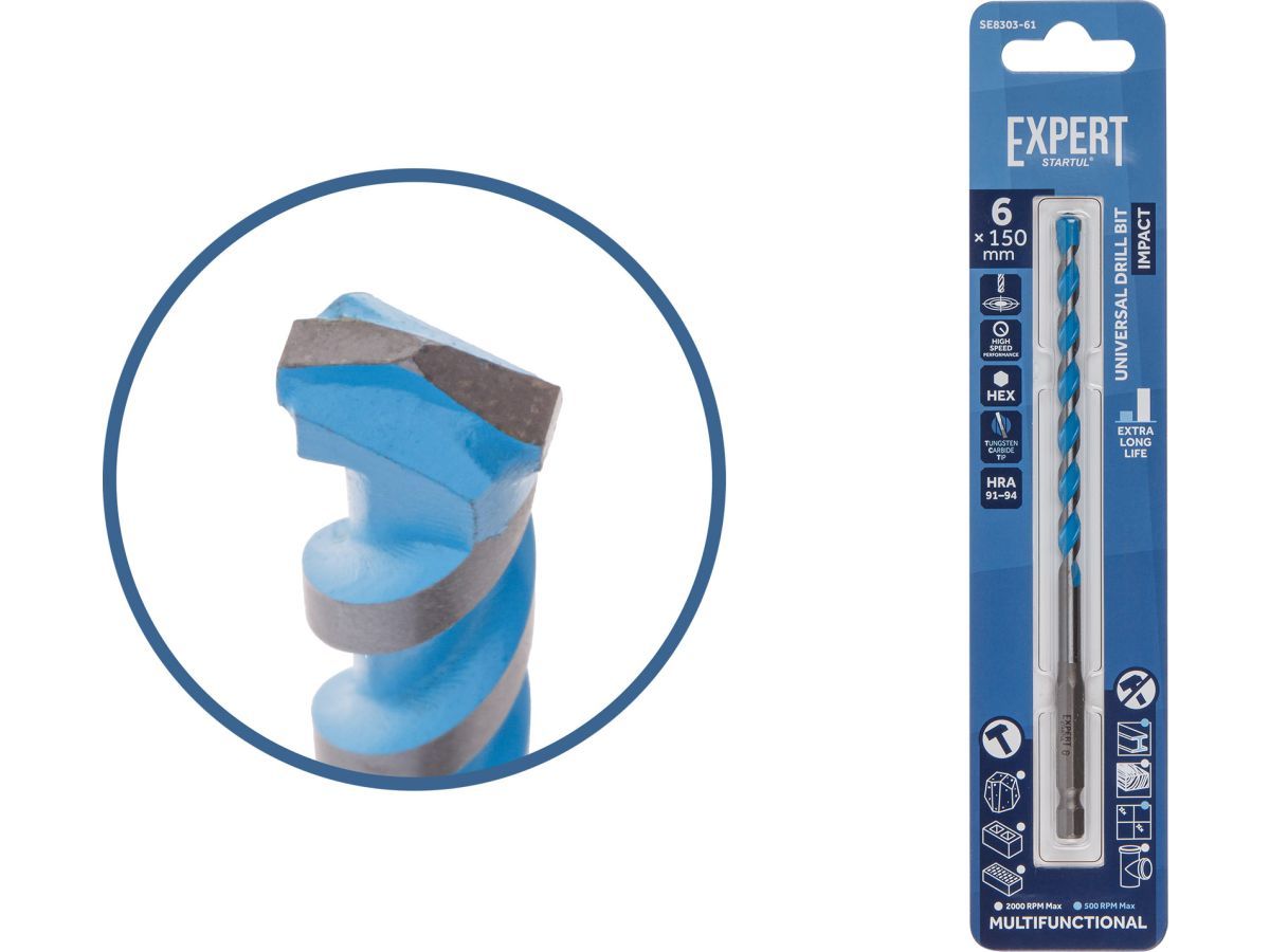 Сверло универсальное  6x150 мм MultiFunctional EXPERT (победитовое, по мультиматериалам) STARTUL SE8303-61