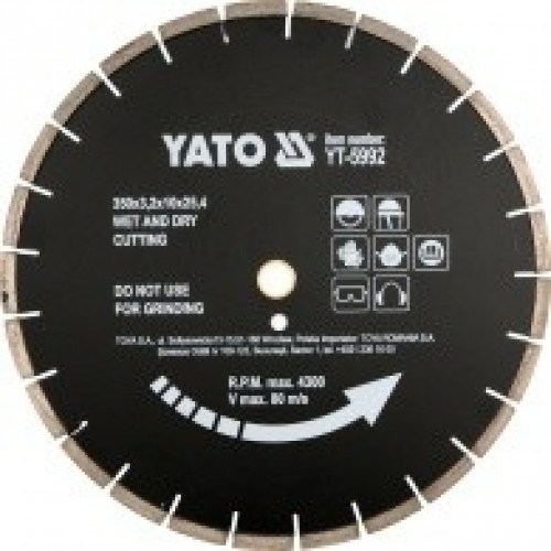 Круг алмазный 350x25.4mm (сегмент черный)  YATO YT-5992