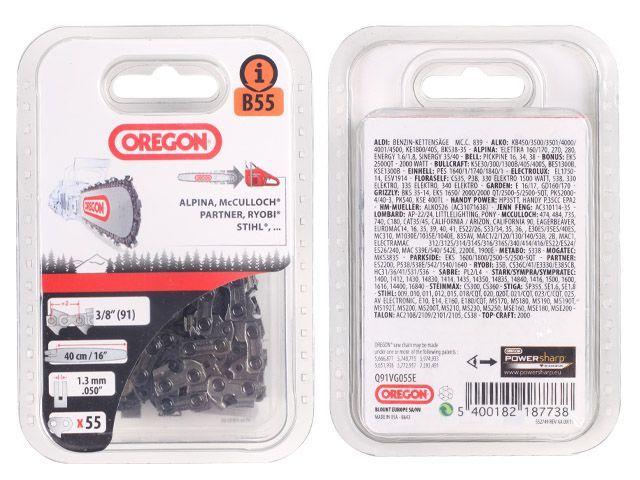 Цепь 40 см 16" 3/8" LP 1.3 mm 55 звеньев 91VG (в блистере)  OREGON Q91VG055E