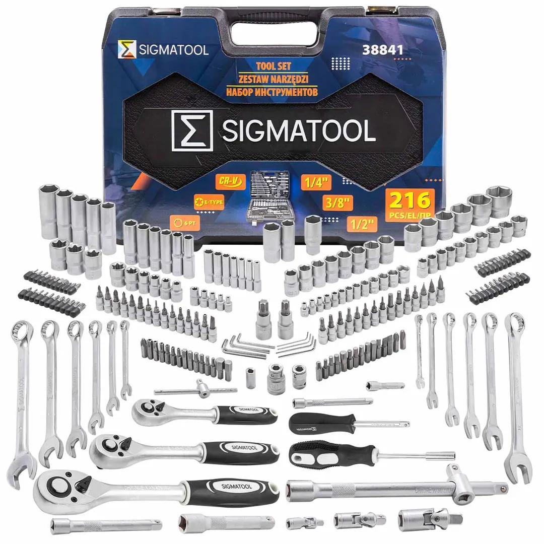 Набор инструментов 216пр. 1/4", 3/8", 1/2" (6гр.) SIGMATOOL Sigmatool-38841