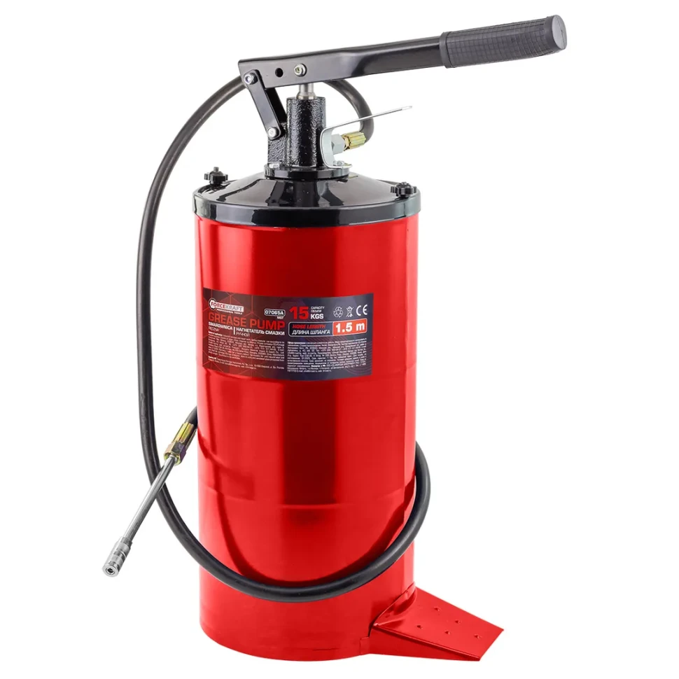 Нагнетатель смазки ручной, 15кг (длина шланга 1.5, внутр.O 210мм, внутр. высота 410мм) FORCEKRAFT FK-07065A MST