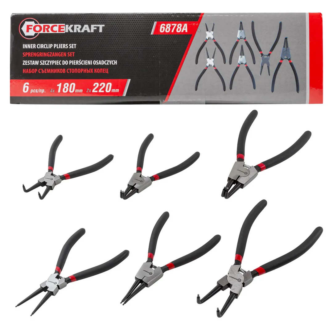 Щипцы для стопорных колец, набор 6пр.  FORCEKRAFT FK-6878A