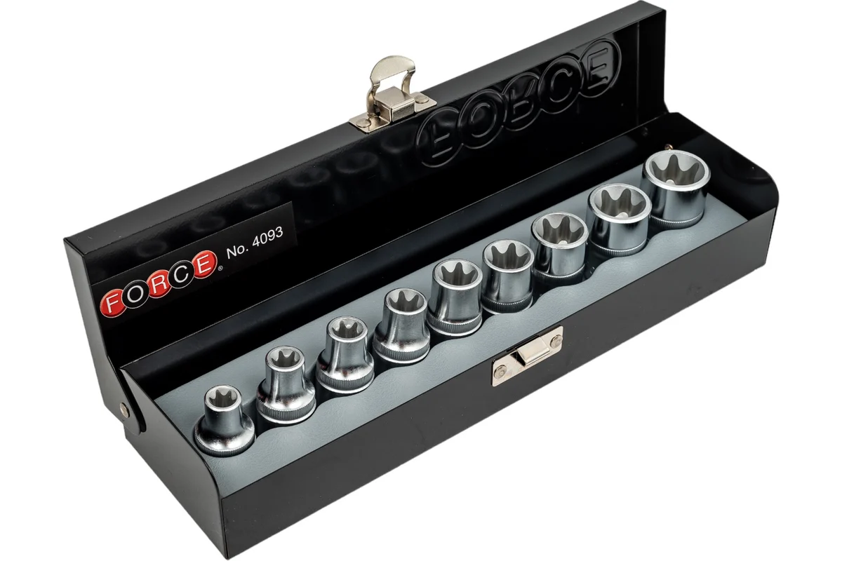 Набор головок 1/2", Е10-Е24, 9пр., Е-профиль Force 4093