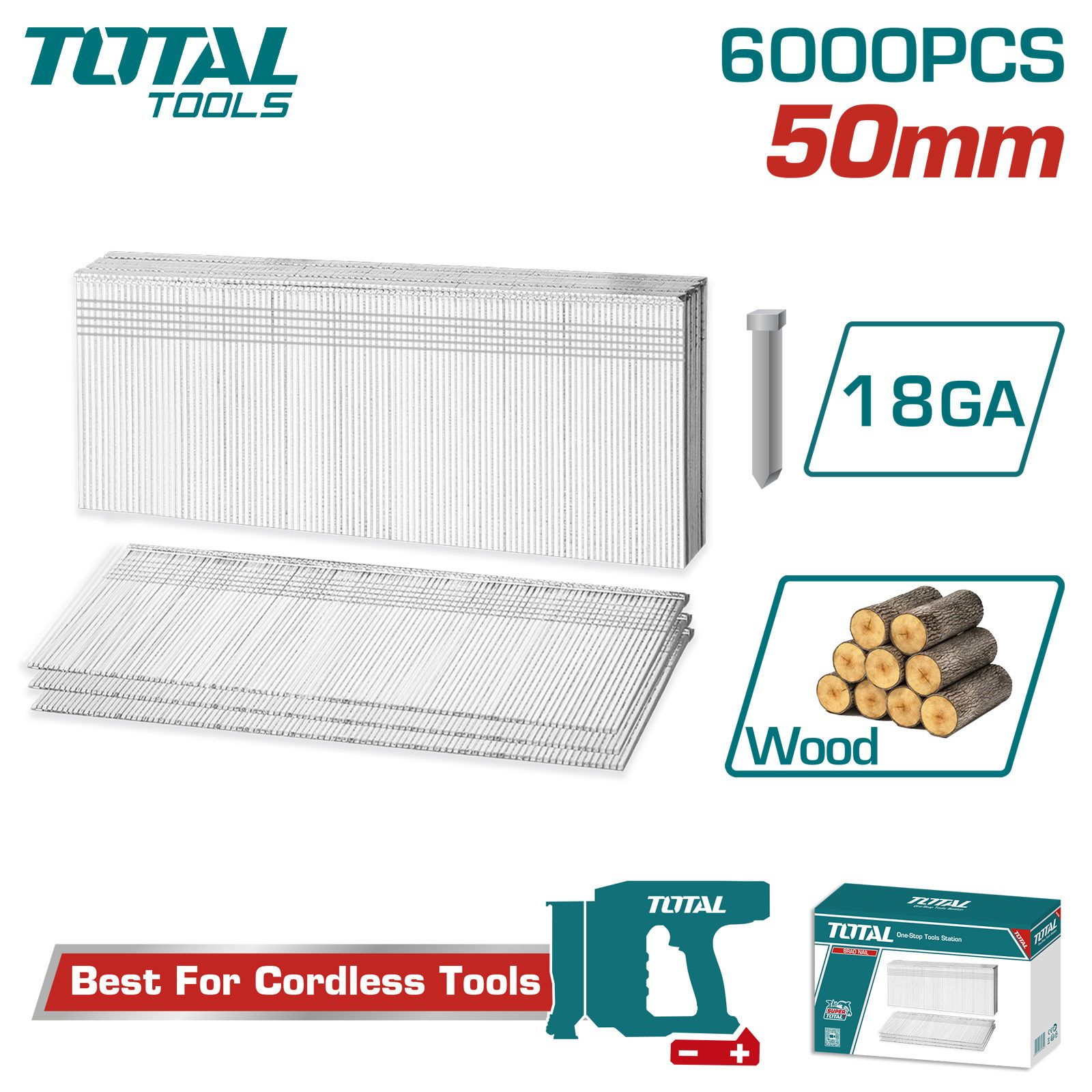 Гвозди GA18 1,5 х 1,0 х50мм TOTAL TAC918506 (6000 шт)