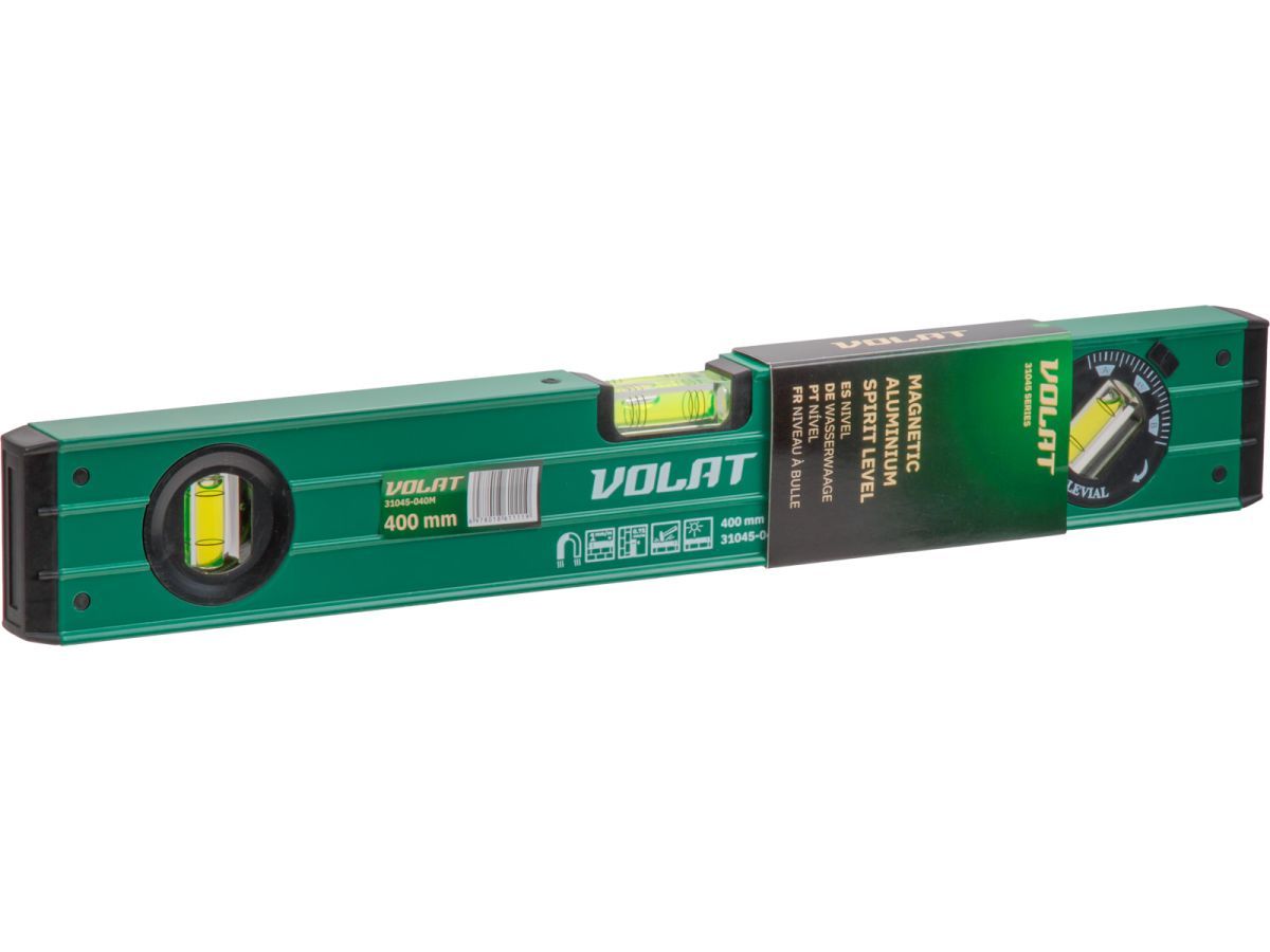 Уровень 400мм магнитный  (1 поворотный глазок, ручки прорезинены TPR) ВОЛАТ 31045-040M
