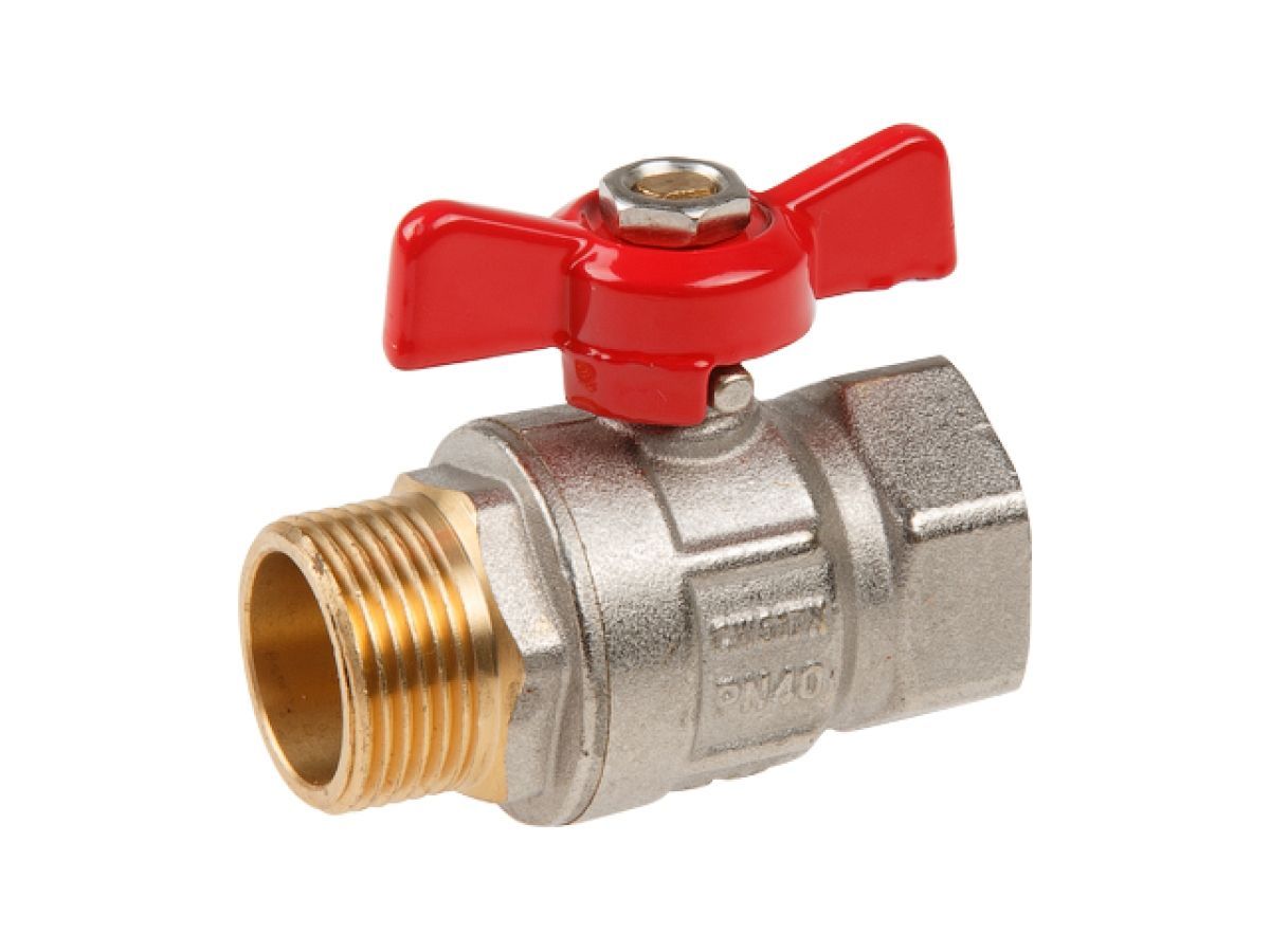 Кран шаровый 3/4" наружная-внутренняя резьба бабочка PN40 AV Engineering AVE093034