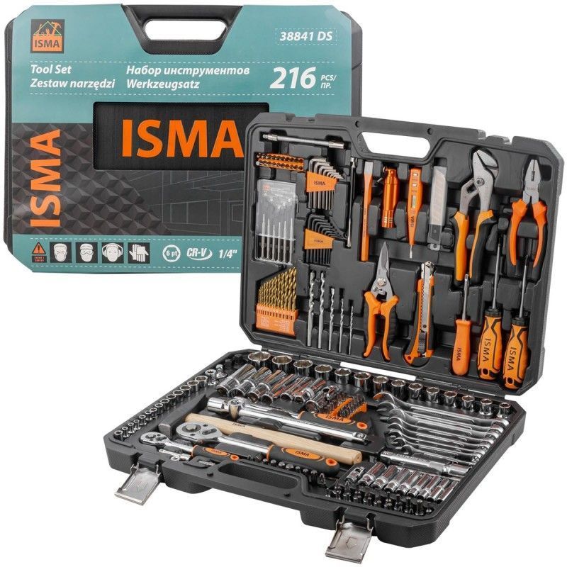 Набор инструментов 216пр. 1/4",1/2" (6гр.  ISMA ISMA-38841DS