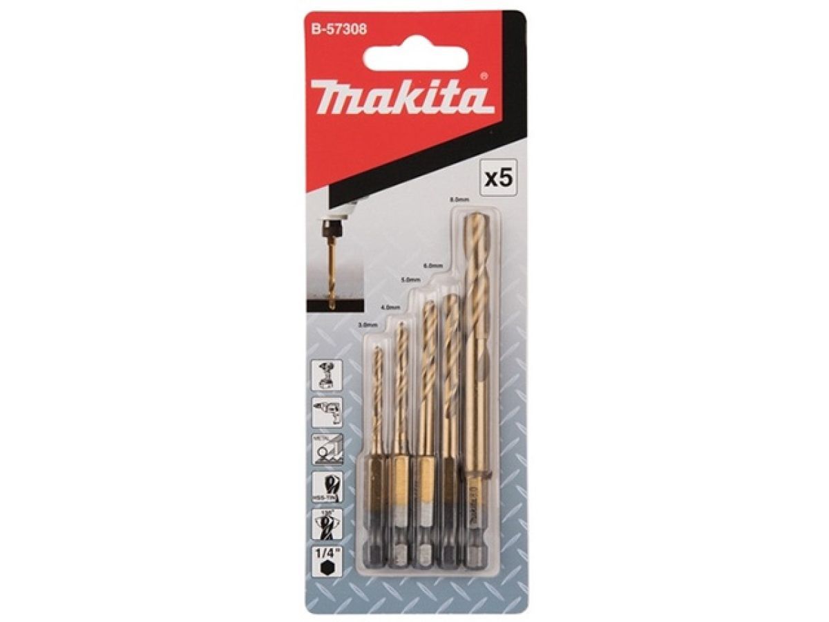 Набор сверл по металлу HSS-TiN, 5 шт. MAKITA B-57308