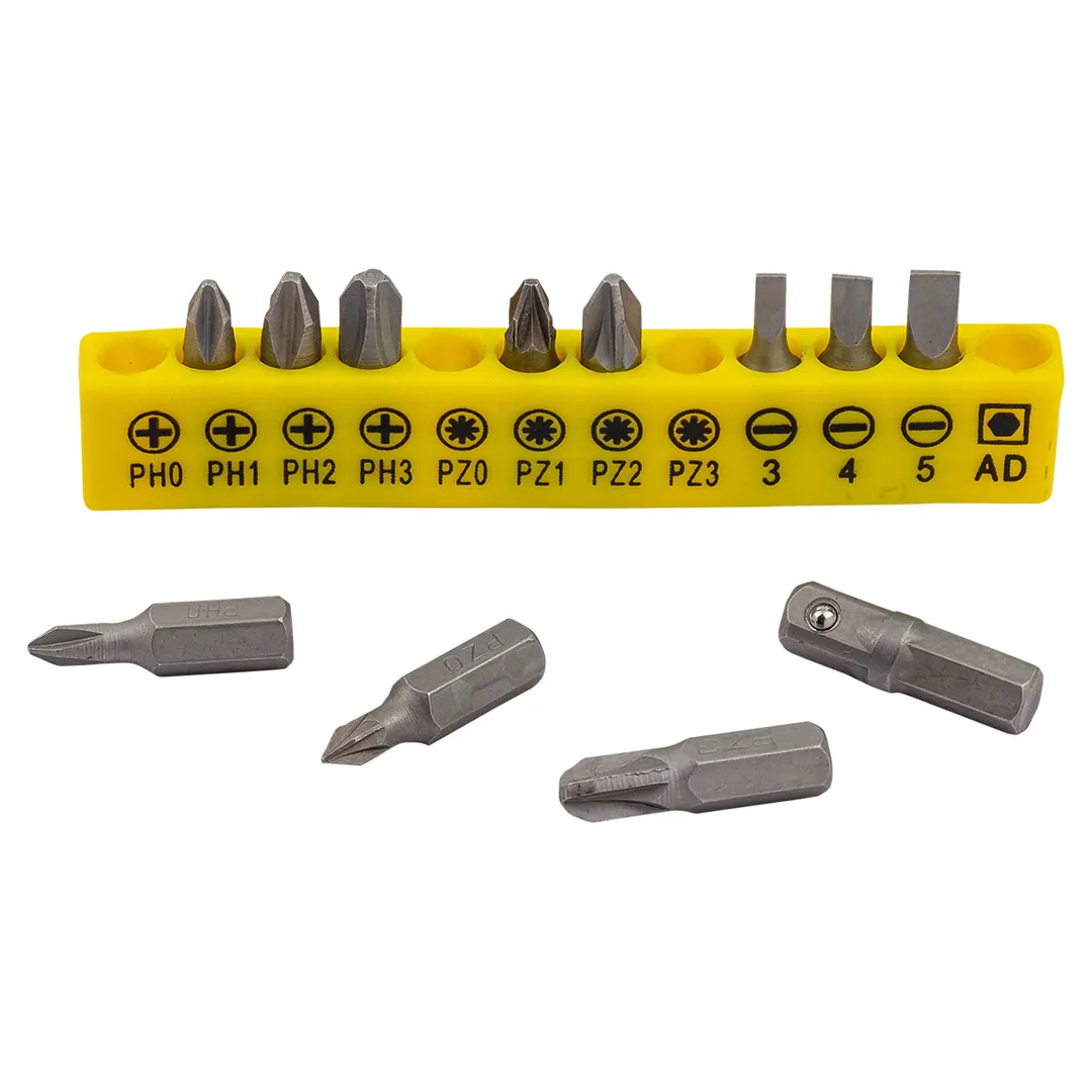 Набор бит 12пр.25мм, 1/4,PX-0,1,2,3. PZ-0,1,2,3. SL-3,4,5. AD  WMC TOOLS WMC-21010B