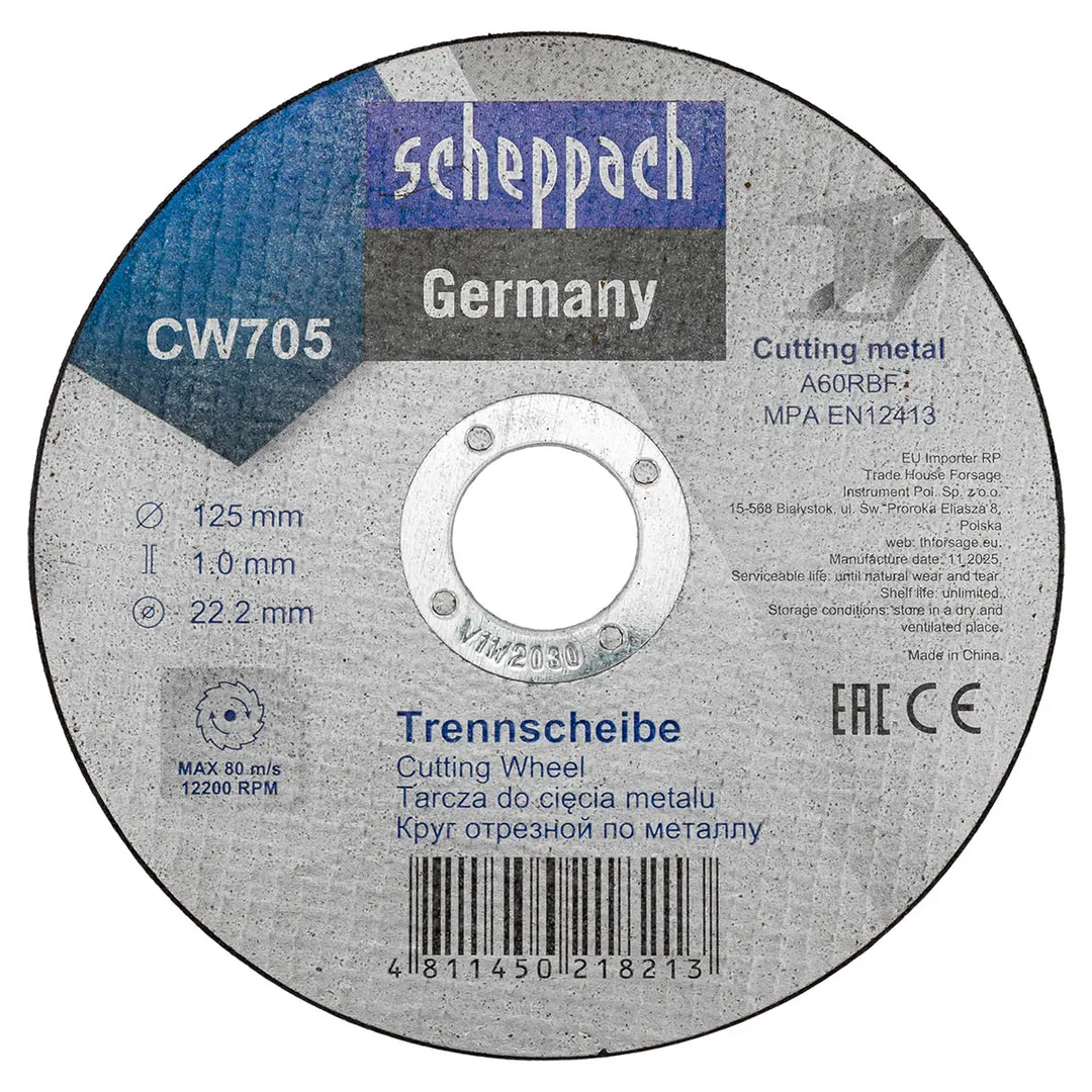 Круг отрезной по металлу 125х1,0х22,2мм  Scheppach Sch-CW705