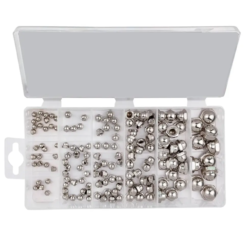 Гайки нержавеющие колпачковые 3-10мм, набор 150пр. RockFORCE RF-06775