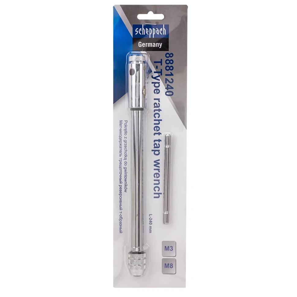 Метчикодержатель трещоточный Т-образный 240мм (М3-М8)  Scheppach Sch-881240
