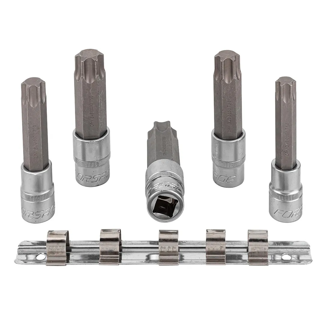 Набор головок-бит Torx 1/2", T60-T100, 5 пр, на планке Forsage F-40914L