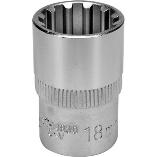 Головка торцевая spline 1/2" 6гр. 18mm L38mm CrV на держателе YATO YT-14830