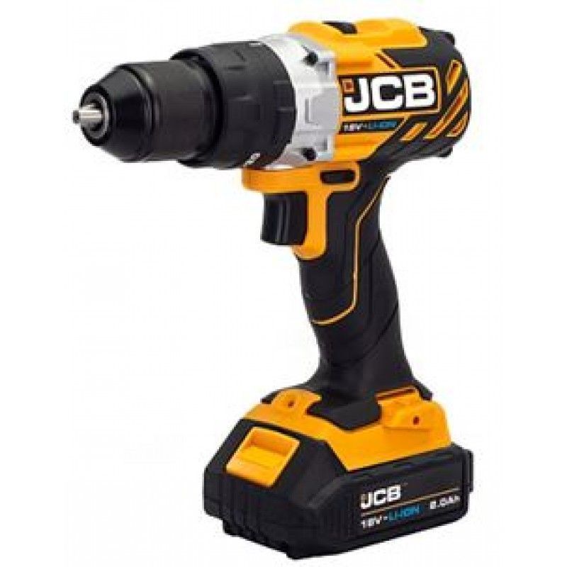 Дрель-шуруповерт аккумуляторная (JCB-BLCD-B-E) 18В, 65 Нм в комплекте с ЗУ (JCB-18VFC-E) 2.4 A/ч и АКБ (JCB-20LI-E) 2.0 А/ч JCB JCB-18BLCD-2XB-E