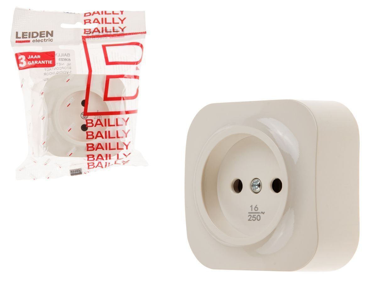 Розетка 1-ая (открытая, б/з) бежевая, Bailly LEIDEN ELECTRIC 8760908060231
