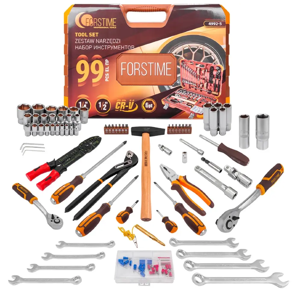 Набор инструментов 99пр. 1/4", 1/2"  FORSTIME FT-4992-5