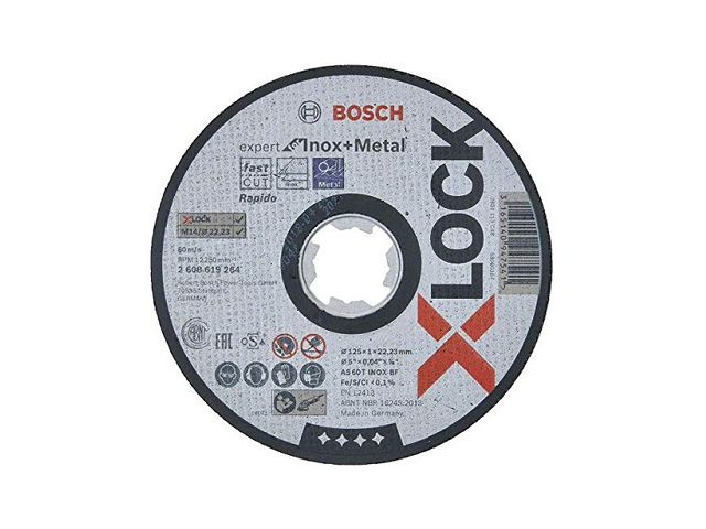 Круг отрезной 125x1.6x22.2 mm для нержавеющей стали X-LOCK Standard for Inox (прямой)  ...BOSCH 2608619363