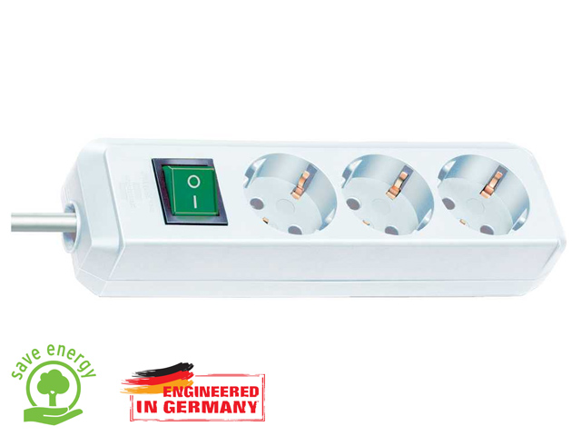 Удлинитель 1.5м, 3 розетки, 3.3кВт, 3х1.5mm2, с заземляющим контактом,  ...BRENNENSTUHL 1152320015