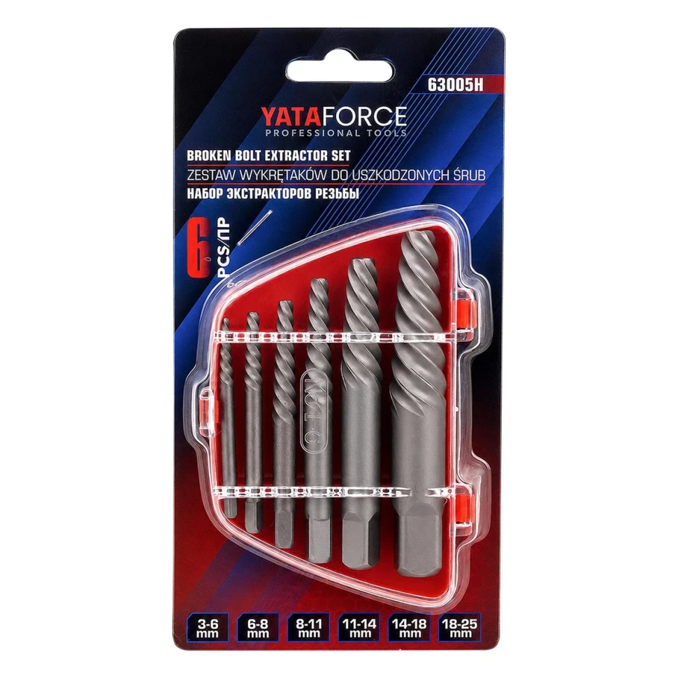 Экстракторы для извлечения поврежденных болтов/гаек, набор 6пр. YATAFORCE YF-63005H