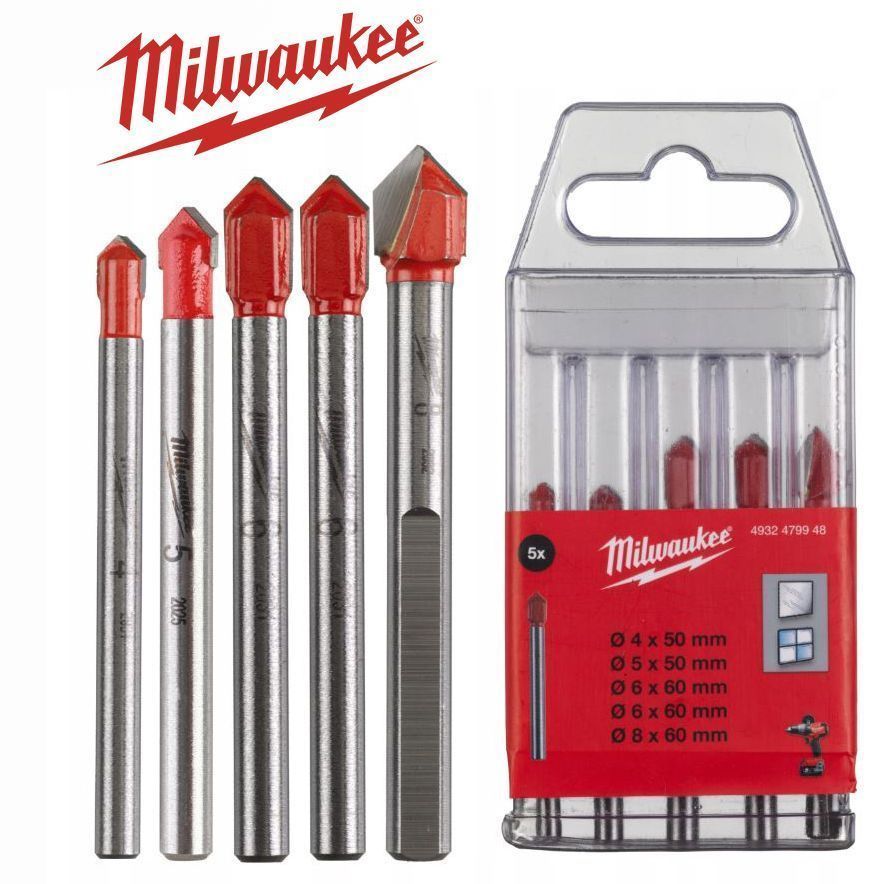 Сверла универсальные 4/5/6/6/8 мм (5 шт) GEN II по стеклу / плитке MILWAUKEE ...Milwaukee 4932479948
