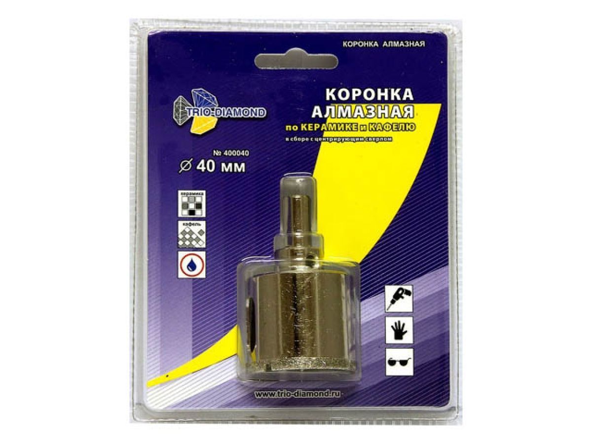Коронка алмазная d 40 мм. по керамике и кафелю TRIO-DIAMOND 400040