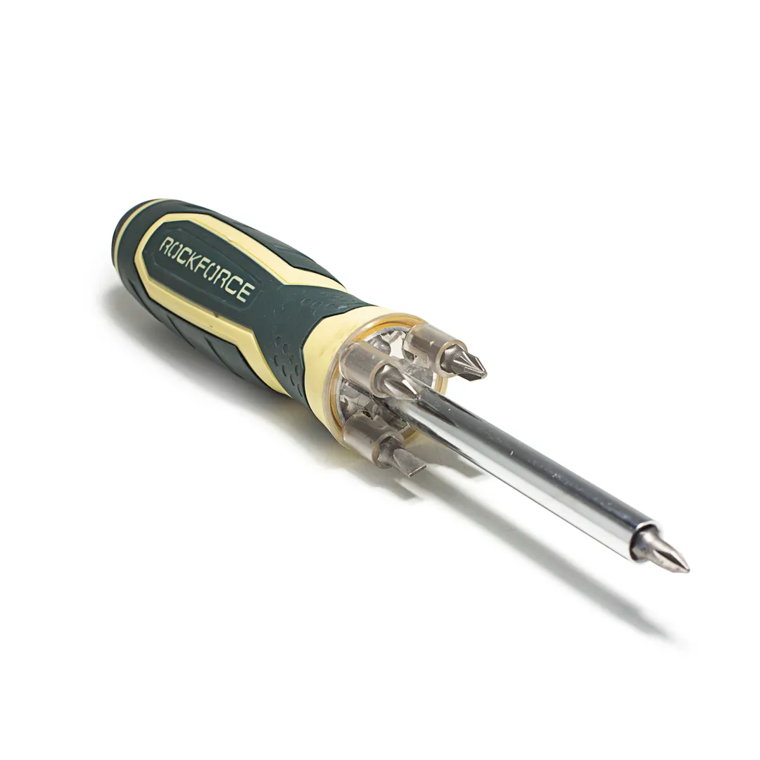 Отвертка реверсивная с подсветкой 4LED L-250мм 5пр. PH, PZ, SL Rock FORCE RF-303854