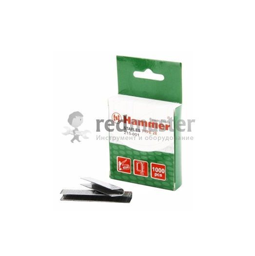 Скобы для степлера Hammer Flex 215-001  12мм, ширина 5мм, сечение 1.2мм, U-образные (тип 28) 1000 шт. Hammer 215-001