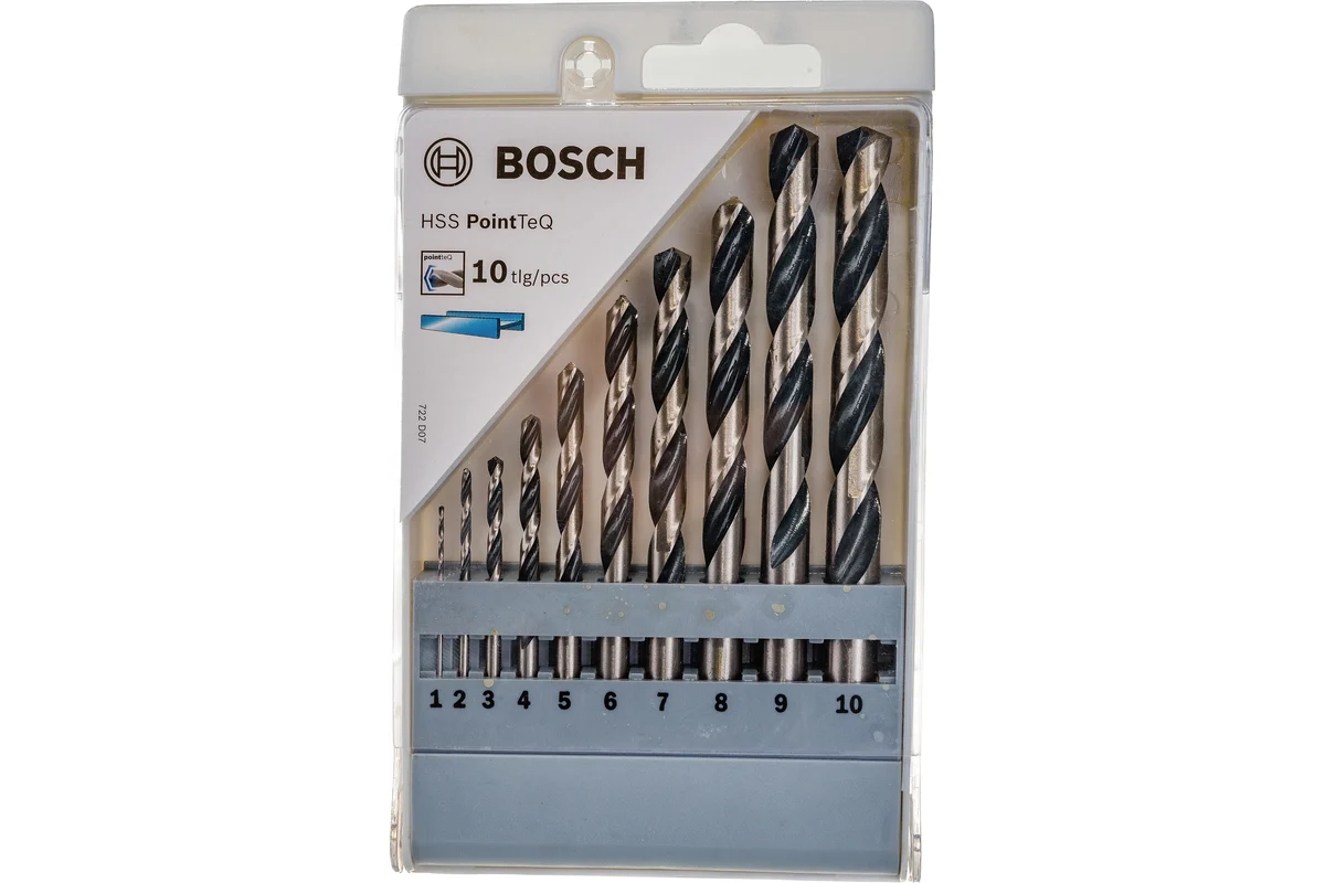 Набор сверл по мет. 10шт 1-10мм HSS PointTeQ BOSCH 2608577348
