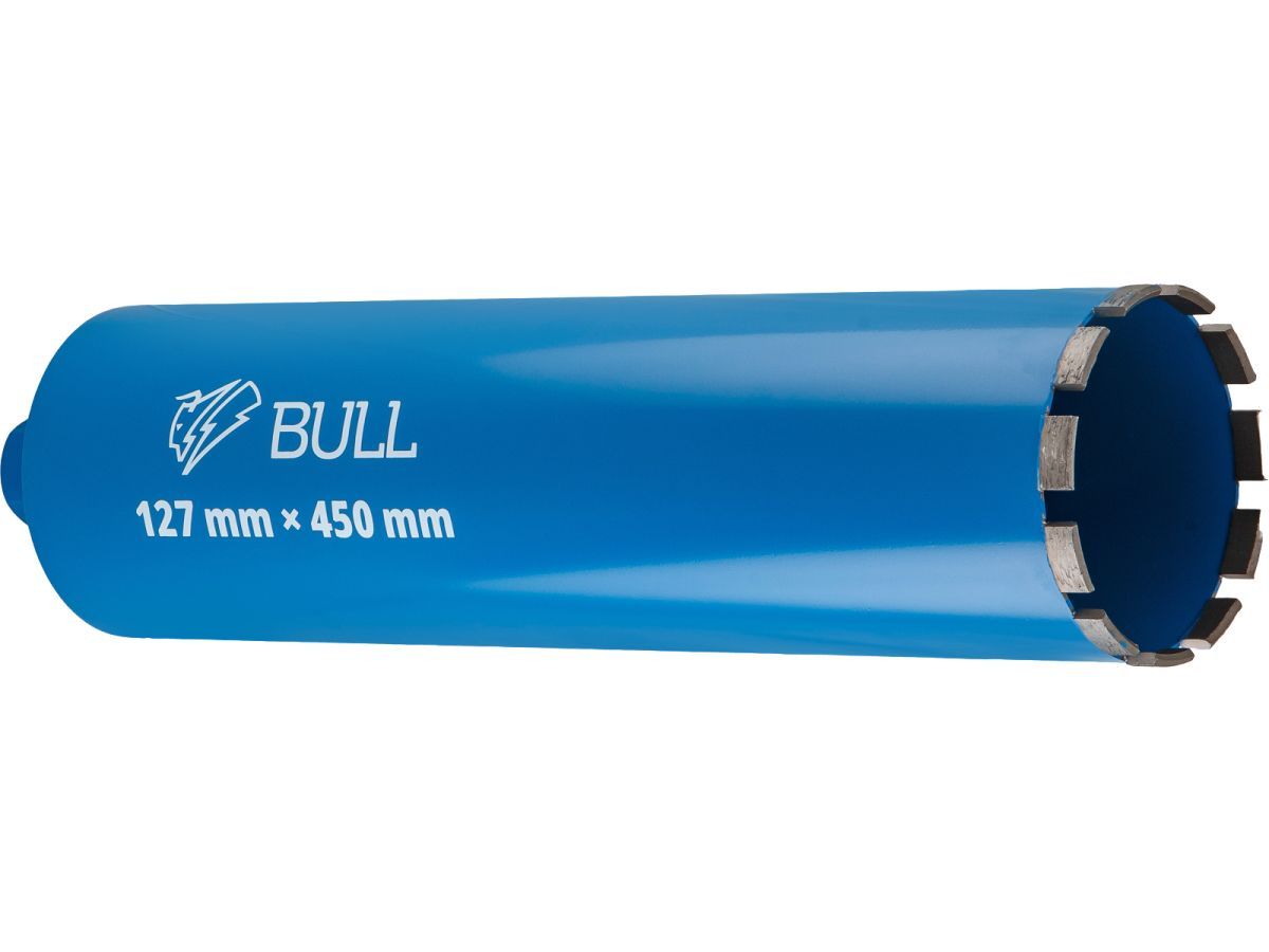 Коронка алмазная d 127мм железобетон, L450мм, 1 1/4", мокрое сверление BULL 2329244